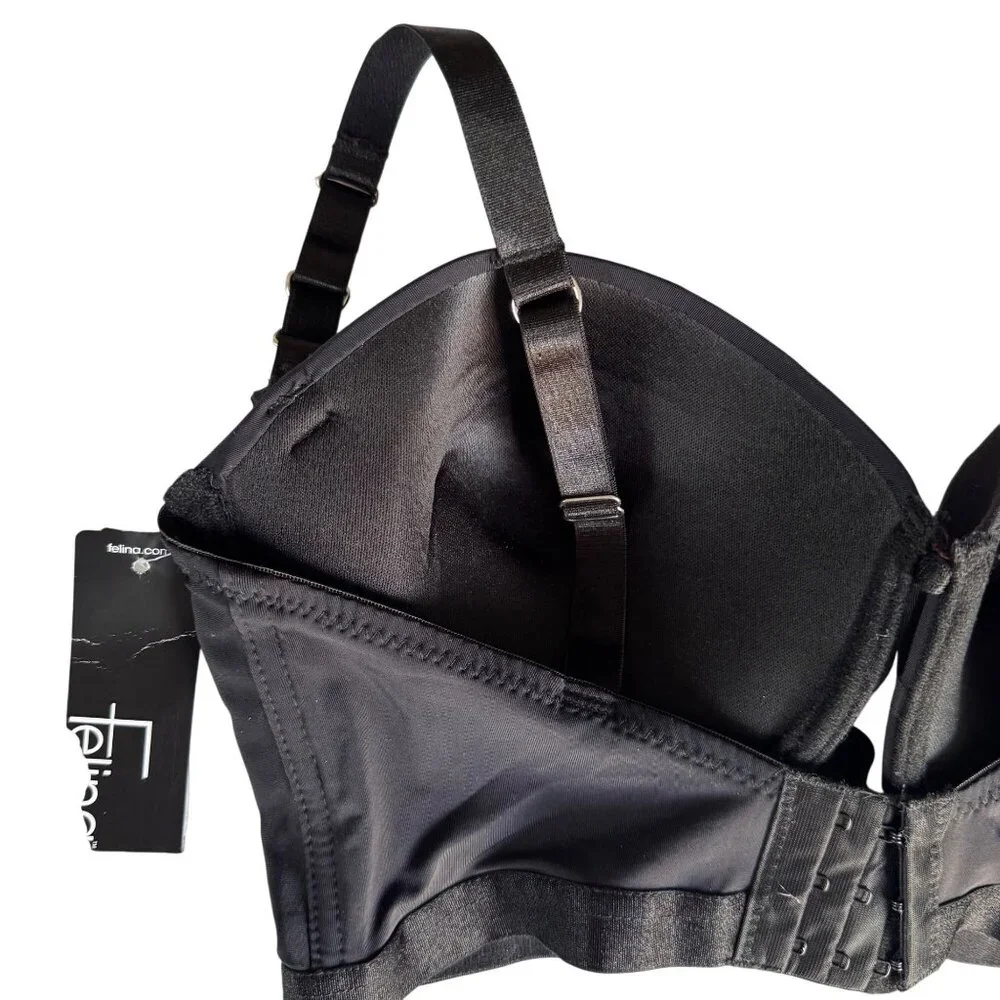 Black Sexy Strappy Padded Underwire Bra 36DD By Jezebel New - Picture 8 of 11